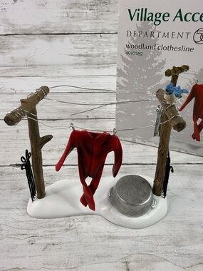 Department 56 Village Accessories Woodland Clothesline 2015 Long Johns Bird